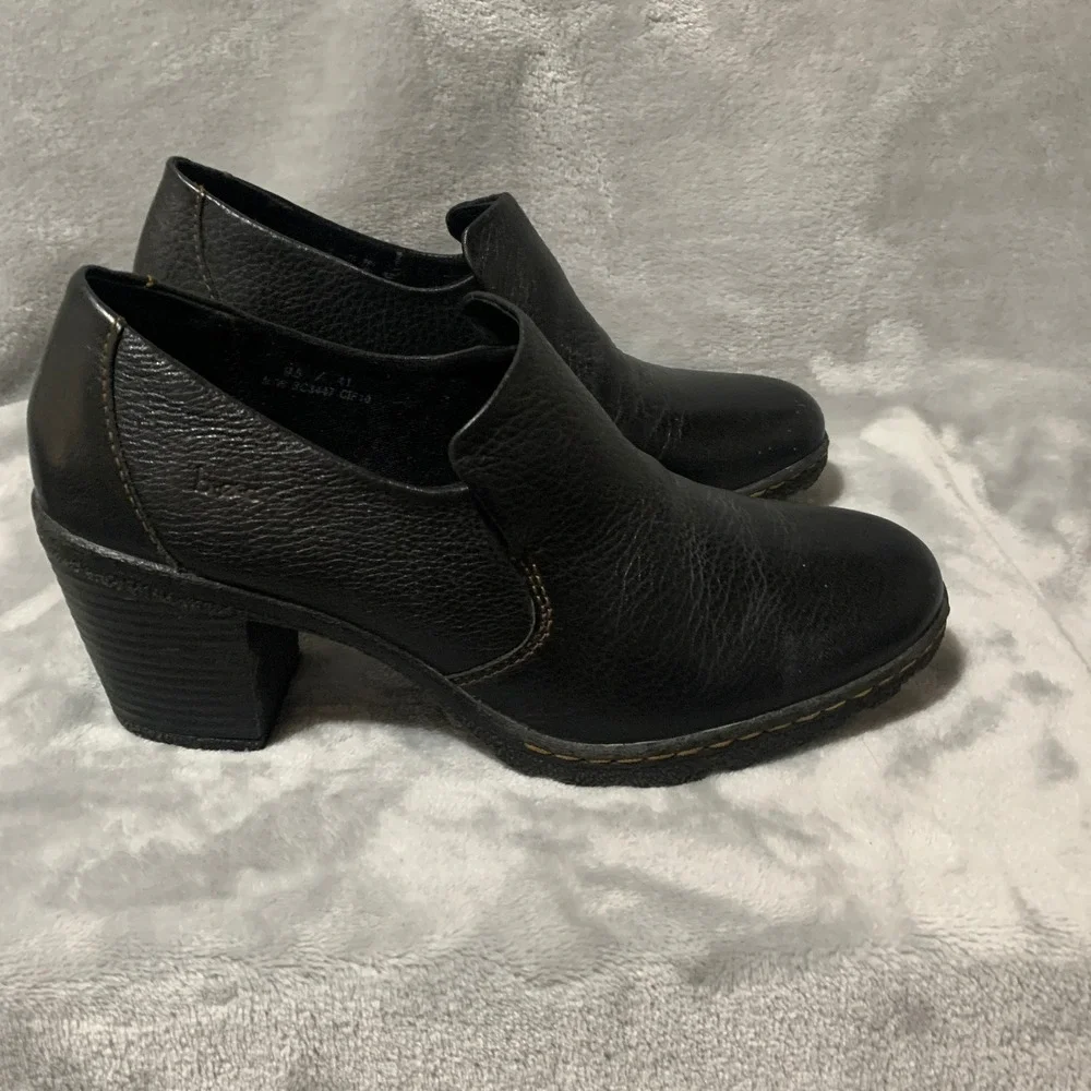 BOC Born Concept Black Leather Ankle Boots Booties Women's US‎ 9.5 EU 41 Block